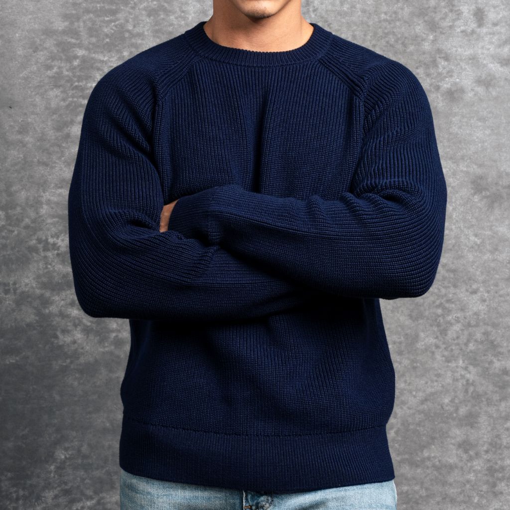 Ribbed Crewneck | Navy