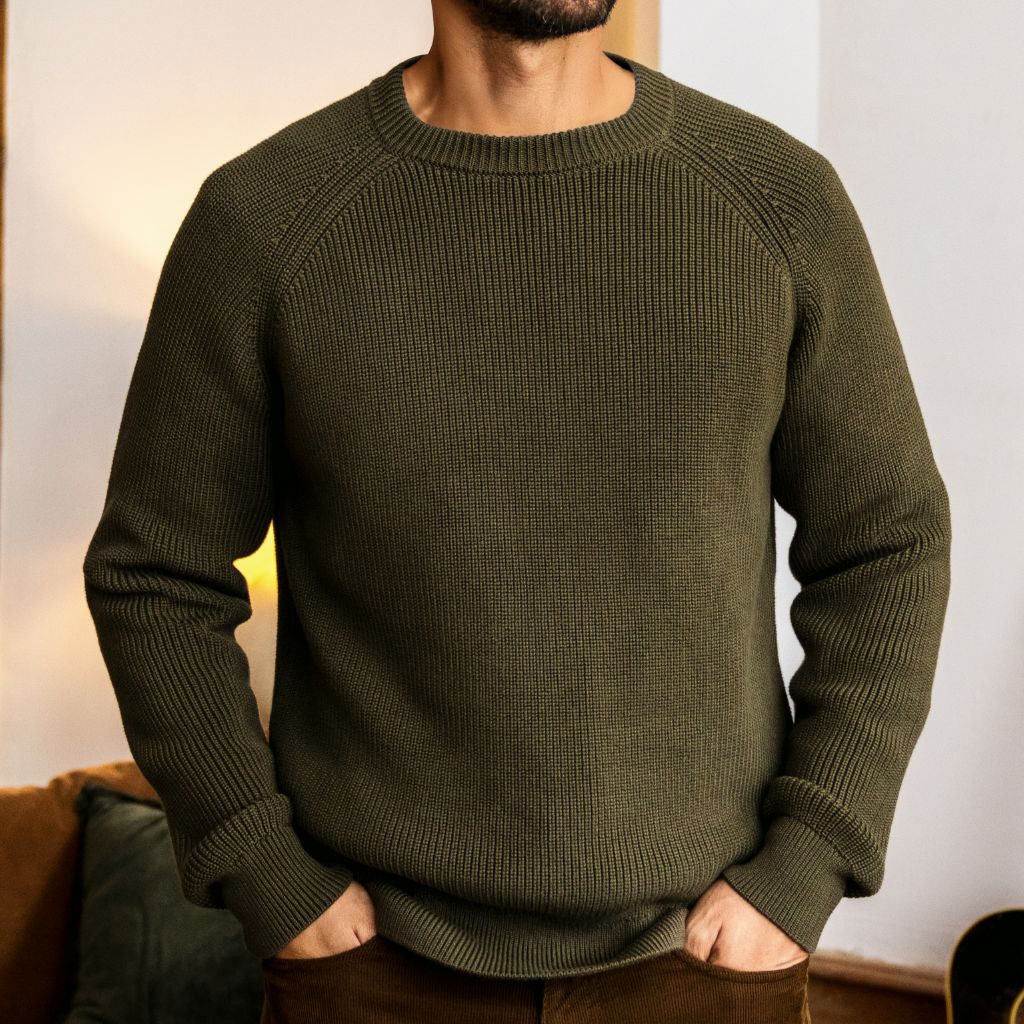 Ribbed Crewneck | Olive