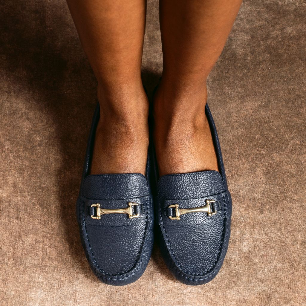 Driving Loafer | Navy & Gold
