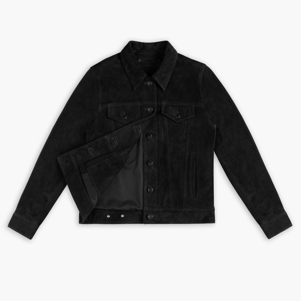 Suede Trucker Jacket | Black